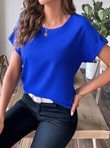 SHEIN LUNE Solid Batwing Sleeve Blouse