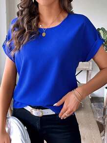 SHEIN LUNE Solid Batwing Sleeve Blouse