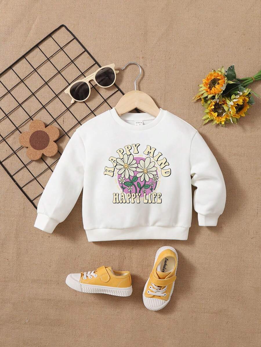 婴儿休闲卡通印花卫衣，适合秋冬季穿着 - 白色 - 查看 1