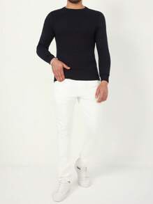 RueChic Men Solid Round Neck Jumper - Black - View 5