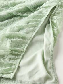 SHEIN Unity Ren tương phản Xù Bustier Váy Cami Bodycon - Màu xanh Bạc hà - Xem 3