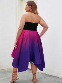 SHEIN LUNE 大碼漸層手帕下擺抹胸洋裝 - 彩色 - 查看 2