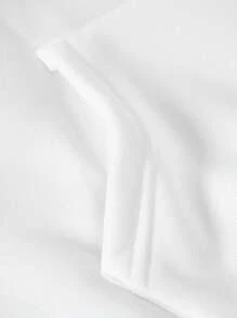 SHEIN EZwear Đồ họa Chữ cái Túi kangaroo Dây rút Áo hoodie ấm áp - trắng - Xem 3