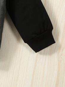 Baby Boy Flap Pocket Hooded Denim Jacket Without Tee - Black - View 3