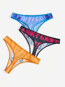 ROMWE Anime Plus 3pack Figure Graphic Panty Set - Multicolor - View 2