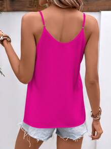 SHEIN Clasi Solid Cami Top - Hot Pink - View 2