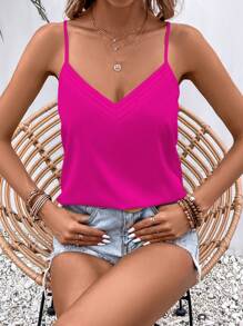 SHEIN Clasi Solid Cami Top - Hot Pink - View 5