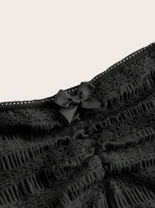 SHEIN MOD Chất rắn Nếp gấp Phần Ngực Ống ngọn - màu đen - Xem 4