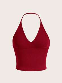 SHEIN EZwear Solid Backless Halter Top