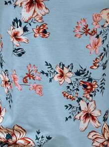 SHEIN LUNE Floral Print Guipure Lace Panel Tank Top Graphic Tees Women Tops - Multicolor - View 5