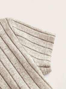 SHEIN EZwear Viền chéo Áo thun - Màu be - Xem 3