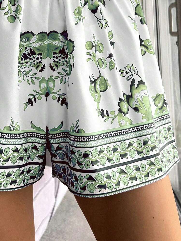 印花罩衫短褲 - 彩色 - 查看 4