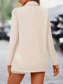SHEIN LUNE Lapel Neck Single Button Blazer & Shorts - Apricot - View 2
