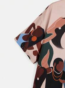 Sierra Siler 人像圖案落肩袖襯衫 - 彩色 - 查看 4