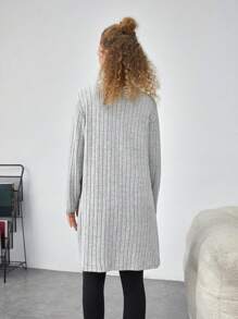 SHEIN 青少年女孩雙口袋開門襟外套 - 淺灰色 - 查看 2