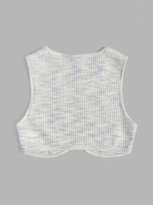SHEIN Qutie Thuốc nhuộm Không gian Crop Tank Top - trắng - Xem 2