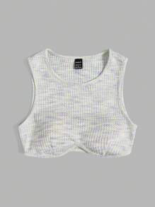 SHEIN Qutie Thuốc nhuộm Không gian Crop Tank Top - trắng - Xem 3