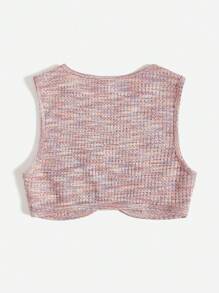 SHEIN Qutie Space Dye Crop Tank Top - Pink - View 2