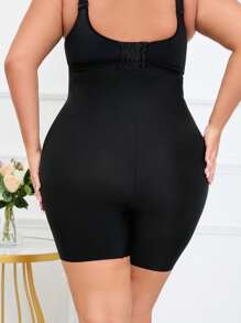 SHEIN Quần short cạp cao định hình eo lưới màu trơn cỡ lớn cho nữ - màu đen - Xem 2