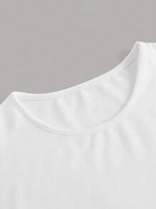 SHEIN BASICS 素色圓領T恤 - 白色 - 查看 4