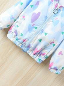 SHEIN 女小童1入組愛心圖案拉鏈開襟連帽夾克 - 彩色 - 查看 6