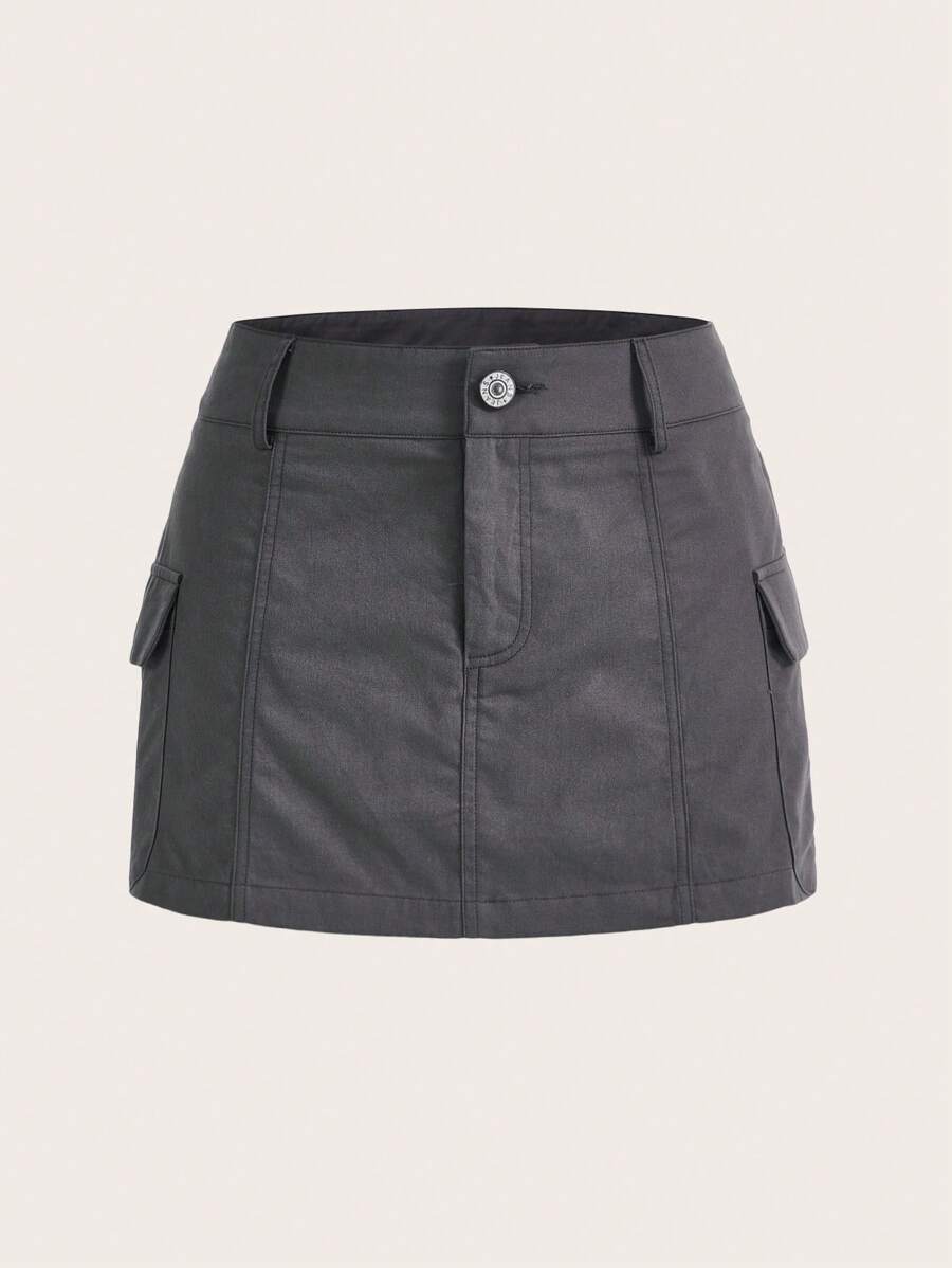 SHEIN EZwear Flap Pocket Side Cargo Skirt
