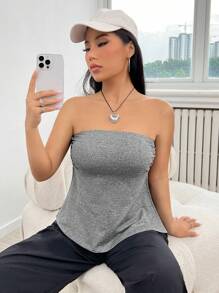 Muchica 素色抹胸上衣 - 灰色 - 查看 6