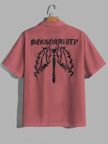 Manfinity Men's Loose Fit Letter Graphic Shirt (Without T-Shirt) - Pink - View 1