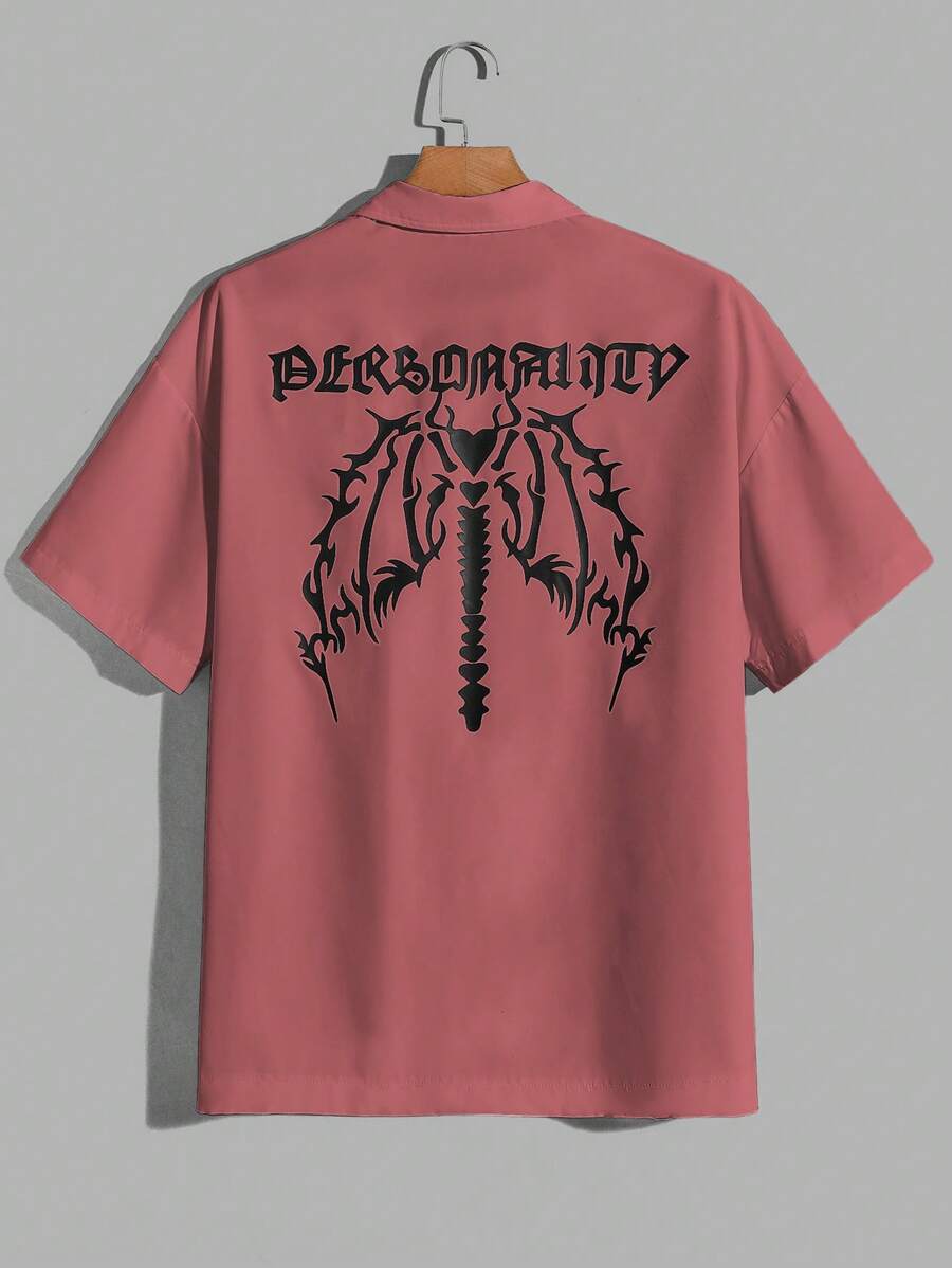 Manfinity Men's Loose Fit Letter Graphic Shirt (Without T-Shirt) - Pink - View 1