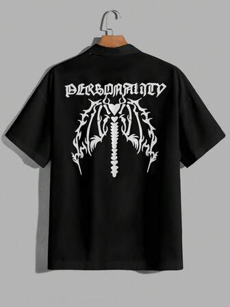 Guys Letter Graphic Drop Shoulder Shirt