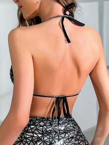 Xu hướng: Cắt giảm Đồ trang trí Rhinestone Dây Bras - màu đen - Xem 2