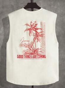 Manfinity NXTstreet Nam Slogan & bản in cây cọ Áo ba lỗ - Màu be - Xem 1