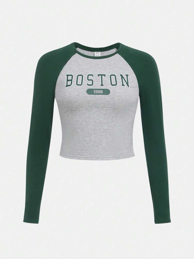 Teen Girl Letter Graphic Raglan Sleeve Tee