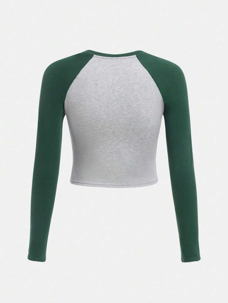 Teen Girl Letter Graphic Raglan Sleeve Tee