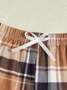 3入組格紋前蝴蝶結睡衣短褲 - 彩色 - 查看 3