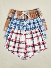 3入組格紋前蝴蝶結睡衣短褲 - 彩色 - 查看 4