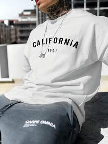 男士字母圖案落肩T恤