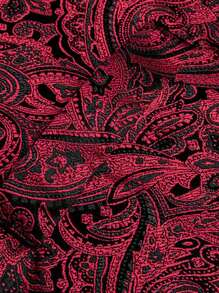 Men Plus Paisley Print Waistcoat Without Shirt - Burgundy - View 5