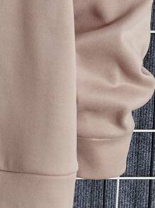 Manfinity VCAY Áo nỉ in chữ cho nam Plus, cổ tròn, tay dài, thường ngày, tặng bạn bè, chồng, bạn trai - Màu Khaki - Xem 4