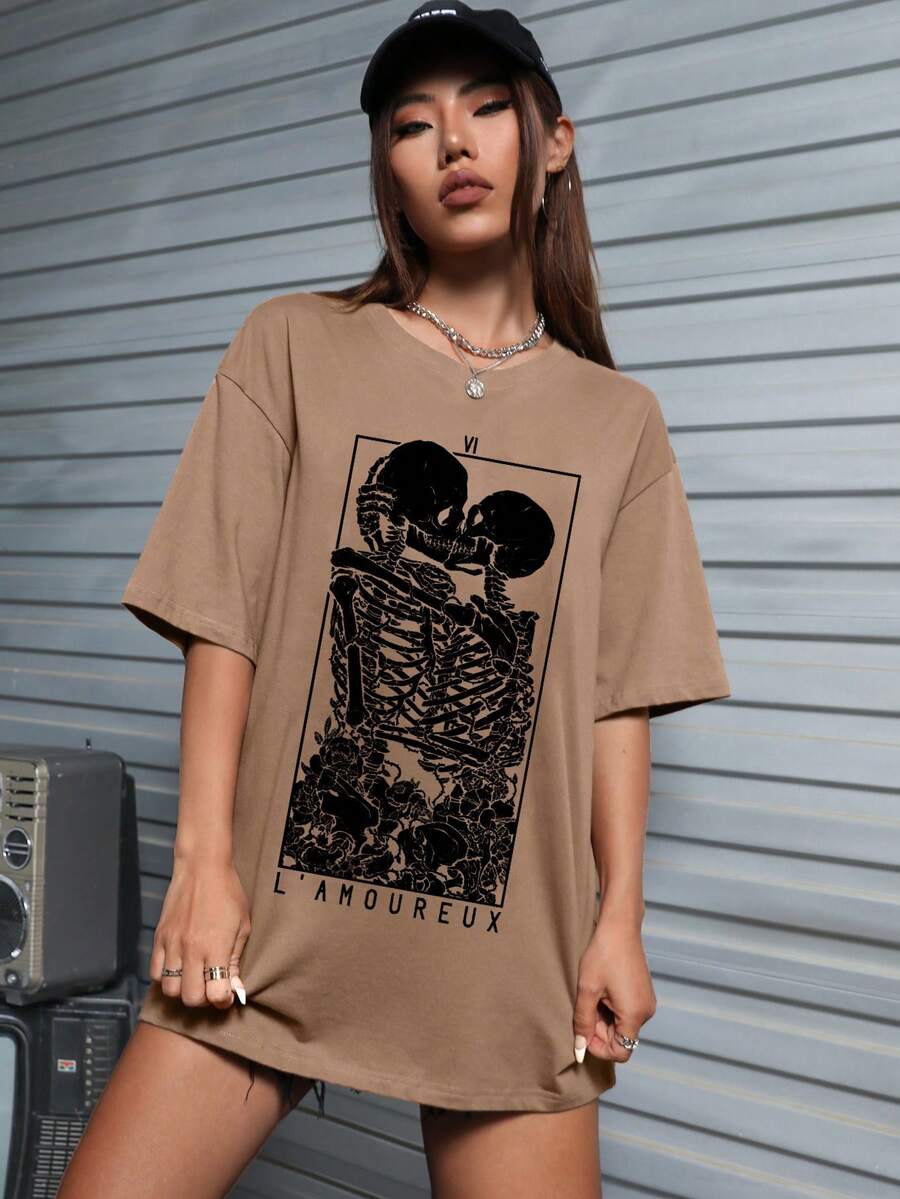 Deniart Áo thun nữ Lễ Các Thánh Lá thư Giải trí - Màu nâu  Mocha - Xem 1