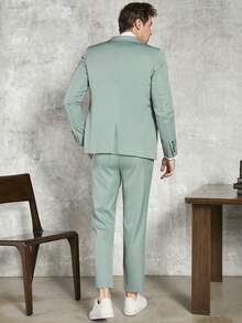 Manfinity NiteLyfe Men Solid Single Breasted Blazer & Trousers Suit Set Without Shirt - Green - View 2
