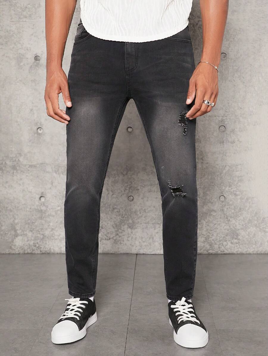 Manfinity Homme Nam Quần jean rách - màu đen - Xem 1