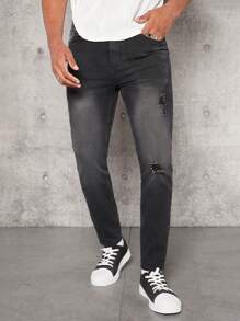 Manfinity Homme Nam Quần jean rách - màu đen - Xem 3