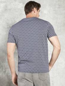 Manfinity Homme Nam In Toàn bộ Áo thun - Xanh và trắng - Xem 2