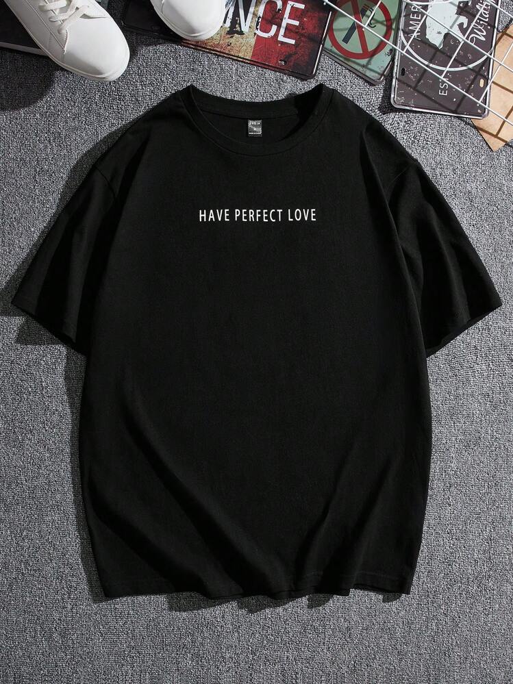 Manfinity VCAY Loose Fit Men Floral & Slogan Graphic T-Shirt - Black - View 3