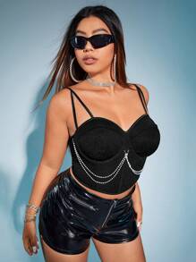 SHEIN ICON Talla grande Top de tirantes bustier con diseño de cadena