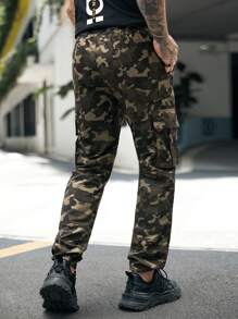 Manfinity RebelGame Men Camo Print Flap Pocket Cargo Trousers - Multicolor - View 2