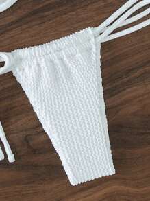 Plain Underwire Tie Side Bikini Set For Summer Beach - White - View 4