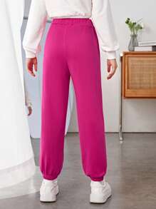 SHEIN Tween Girl Slogan Graphic Patch Detail Sweatpants