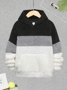 SHEIN Áo nỉ flannel phối màu có túi dành cho bé trai tuổi teen, thích hợp cho mùa Thu/Đông. - Nhiều màu - Xem 1